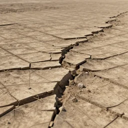 a closeup photograph of a gridded landscape crumbling and degrading over time, desolate, 3 d matte painting, landscape photography, highly detailed