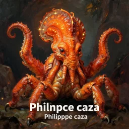 zoological portrait of orange cthulhu by philippe caza