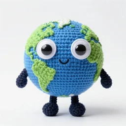 earth with googly eyes amigurumi