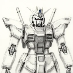 pencil sketch of a futuristic gundam robot, detailed sketch, detailed armor, detailed head, anime illustration, manga style, sharp pencil