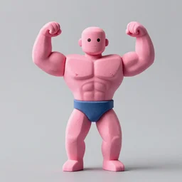 bodybuilder made of pink eraser material