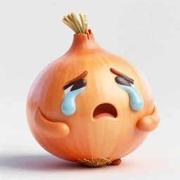 onion crying tears cartoon, 3 d render