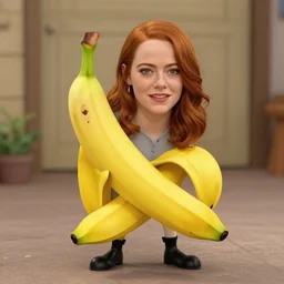 emma stone as an personified banana