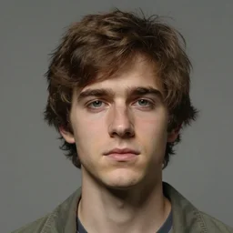 a head - on portrait of a 2 0 - something engineering student, brown messy hair, by wayne barlowe