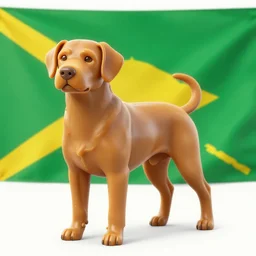 a caramel color dog stands in front of a green and yellow flag | photot | dslr | nikon lens | HD