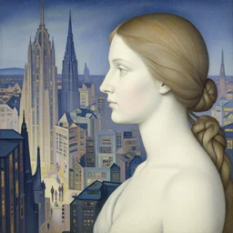 a woman in a dream city, by moebius, by hernst haeckel, by munch, by beardsley, by goya, pastel deep colours, woodcut, highly detailed, ornate, thick lines, lights by hopper