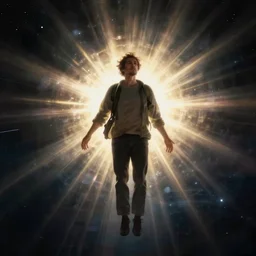 a man who is lost in his dreams floating in space, digital art artstation trending