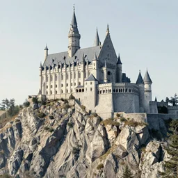 an epic intricate castle on the edge of cliff on top of a monumental mountain in a colorful blooming landscape