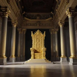 a majestic throneroom, at the dawn of time, matte painting by greg rutkowski, glass paint, overglaze, ornament, time - lapse, photojournalism, wide angle, perspective, double - exposure, light, tones of black in background, ultra - hd, super - resolution, massive scale, perfectionism, soft lighting, ray tracing global illumination, symbolic and meaningful style