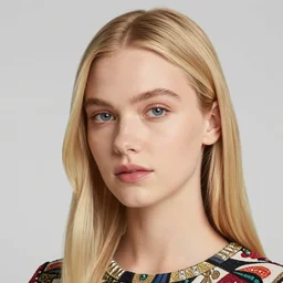head shot photo of a strawberry blonde female model in her twenties, silky straight hair, wearing a designer top, looking content, photo realistic, extreme detail skin, natural beauty, no makeup, no filter, slr, golden hour, 4 k, high definition, selfie