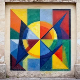 abstract color design, by sonia delaunay, street art, dichromatism, geometric, poly, urban and gritty