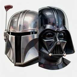 a mix between the mandalorian's helmet and darth vader's helmet. trending on art station, concept art.