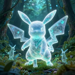 ( pokemon ) creature in a lush alaska, backlit, bioluminescent translucent : by michal karcz, daniel merriam, victo ngai and guillermo del toro : ornate, dynamic, particulate, intricate, elegant, highly detailed, centered, artstation, smooth, sharp focus, octane render
