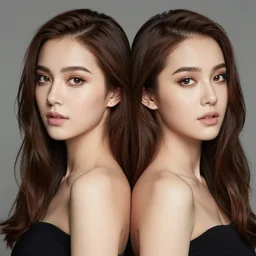 a masterpiece portrait photo of a beautiful young women conjoined twins mary elizabeth winstead, symmetrical face