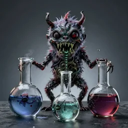 horror glass flasks antropomotphic monster rendered in octane caustics subsurface scattering render 8 k