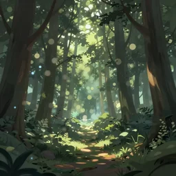 landscape, illustration, visual novel, bokeh, cinematic, rtx, woodland, cinematic