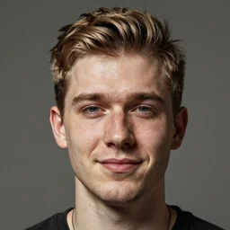tall man in his twenties with brown blond short quiff hair and round facial structure with cleft chin, straight eyebrows, slightly smiling, cheekbones, wide face, shadow of beard, atmospheric lighting, painted, intricate, 4 k, highly detailed by charlie bowater