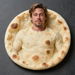 brad pitt inside a pita, pita as body