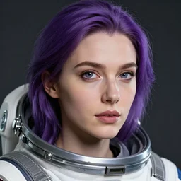 photorealistic space pilot 3 0 0 0 cyclope beautiful female with purple hair portrait photography feroflex photorealistic studio lighting ektachrome detailed intricate face details, ultradetails, beautiful face, realistic shaded perfect face, extremely fine details