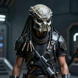 del boy in predator, epic quality, hard sci fi, dramatic, sharp focus, realistic, 4 k, dimly lit