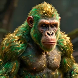 God of the apes, green and gold, sci-fi, digital art, octane rendering