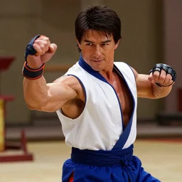 Still of Tom Cruise as Ryu in Street Fighter throwing a Hadoken