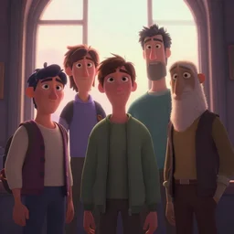 Lofi portrait at a window, Pixar style by Joe Fenton and Stanley Artgerm and Tom Bagshaw and Tim Burton