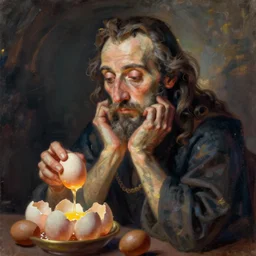 Pensive Wizard Examining Eggs, by Pablo Picasso.