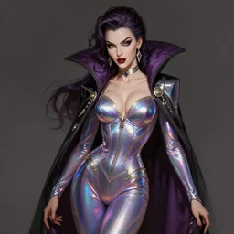amouranth as a luxurious super villain, sexy, sumptuous, elegant, holographic suit, highly detailed, digital painting, artstation, concept art, matte, sharp focus, illustration, art by jakub rebelka