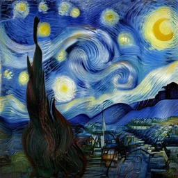 van gogh starry night in pollution