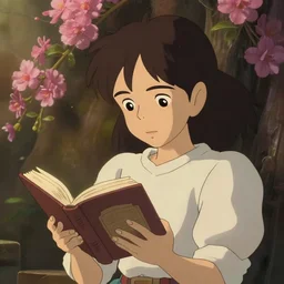a portrait of a girl reading a book, wholesome animation key shot, studio ghibli, pixar and disney animation, sharp, rendered in unreal engine 5, anime key art by greg rutkowski, bloom, dramatic lighting
