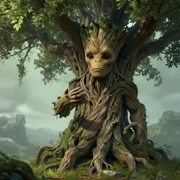 gorgeous matte painting of ancient treant, talking tree with human face, 4 k resolution, octane rendering, trending on artstation