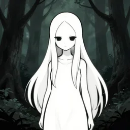 girl in a forest poster, very clean art, clean thick black lineart, hollow knight art style & peter mohrbacher, beautiful mysterious feel