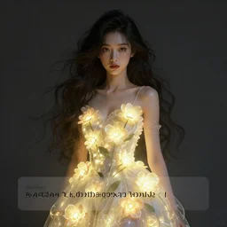 ai - generated art, generated by an ai image generator who read this caption. tags : detailed, self - aware, design your own avatar, lady with glowing flowers dress, matte painting, trending on artstation