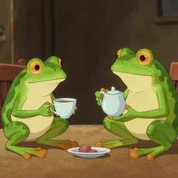 A movie screenshot of frogs and toads (by Brian Froud) having tea with Alice in Wonderland, directed by Francis Ford Coppola, cinematic, balanced composition, whimsical.