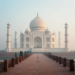 a dreamy photo of taj mahal under a bridge, cinematic, highly realistic, atmospheric light, fog, far very far, raghu rai
