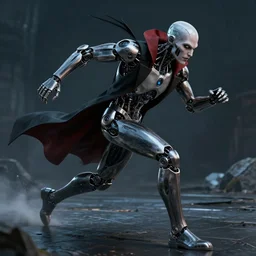 a cyborg vampire is chasing you, digital art, 8 k, highly detailed, high quality, high resolution