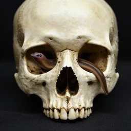 skull with slug in eyesocket