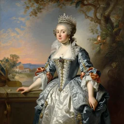 an neoclassical and rococo oil painting of a german queen, stunning scenery, in the style of franz kruger, circa 1 8 2 8