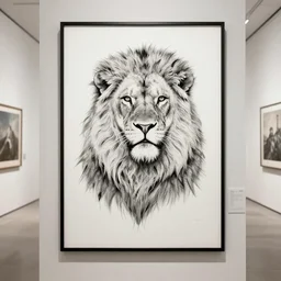 Portrait drawing of Lion gentleman at a art gallery