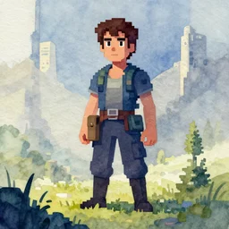 wvkohs kogth. watercolor by award - winning concept artist. pixel art, cinematic lighting.
