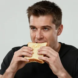 JC Denton from Deus Ex Eating A Sandwich