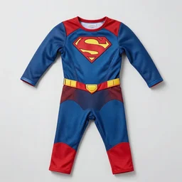 flat lay of a superhero costume, photograph.