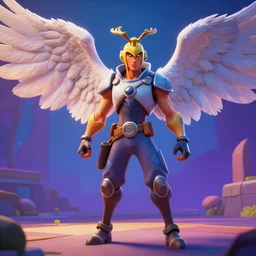 biblically accurate angel in fortnite, 4k, In-Game, Screen shot, volumetric lighting, HDR, polished, micro details, ray tracing, 8k