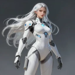 , beautiful long hair special force female wearing futuristic streamlined white tactical gear armed, return from the battlefield, intricate, elegant, glowing lights, highly detailed, digital painting, artstation, glamor pose, concept art, smooth, sharp focus, illustration, art by wlop and greg rutkowski