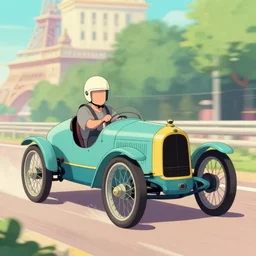 saturated vaporwave colors matte animation cel still of the 1 9 0 3 paris madrid race early automobile racing action shot vibrant detailed 1 9 9 0 anime sharp, rendered in unreal engine 5, anime key art by greg rutkowski, bloom, dramatic lighting