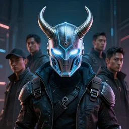cyberpunk viking helmet mask robot ninja illumination ray tracing hdr fanart arstation by sung choi and eric pfeiffer and gabriel garza and casper konefal