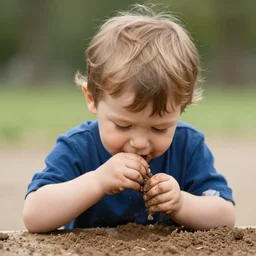idiotic kid eating dirt