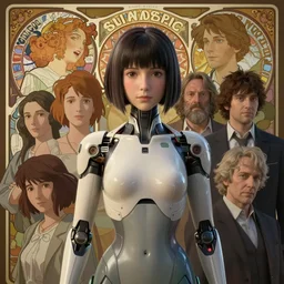 portrait of android girl, highly detailed vfx portrait, unreal engine, sharp focus, ultrawide shot, smooth, greg rutkowski, loish, rhads, beeple, caspar david friedrich, makoto shinkai and lois van baarle, ilya kuvshinov, rossdraws, elegent, tom bagshaw, alphonse mucha, global illumination, detailed and intricate environment