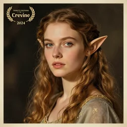 portrait of an elf woman, retro poster style